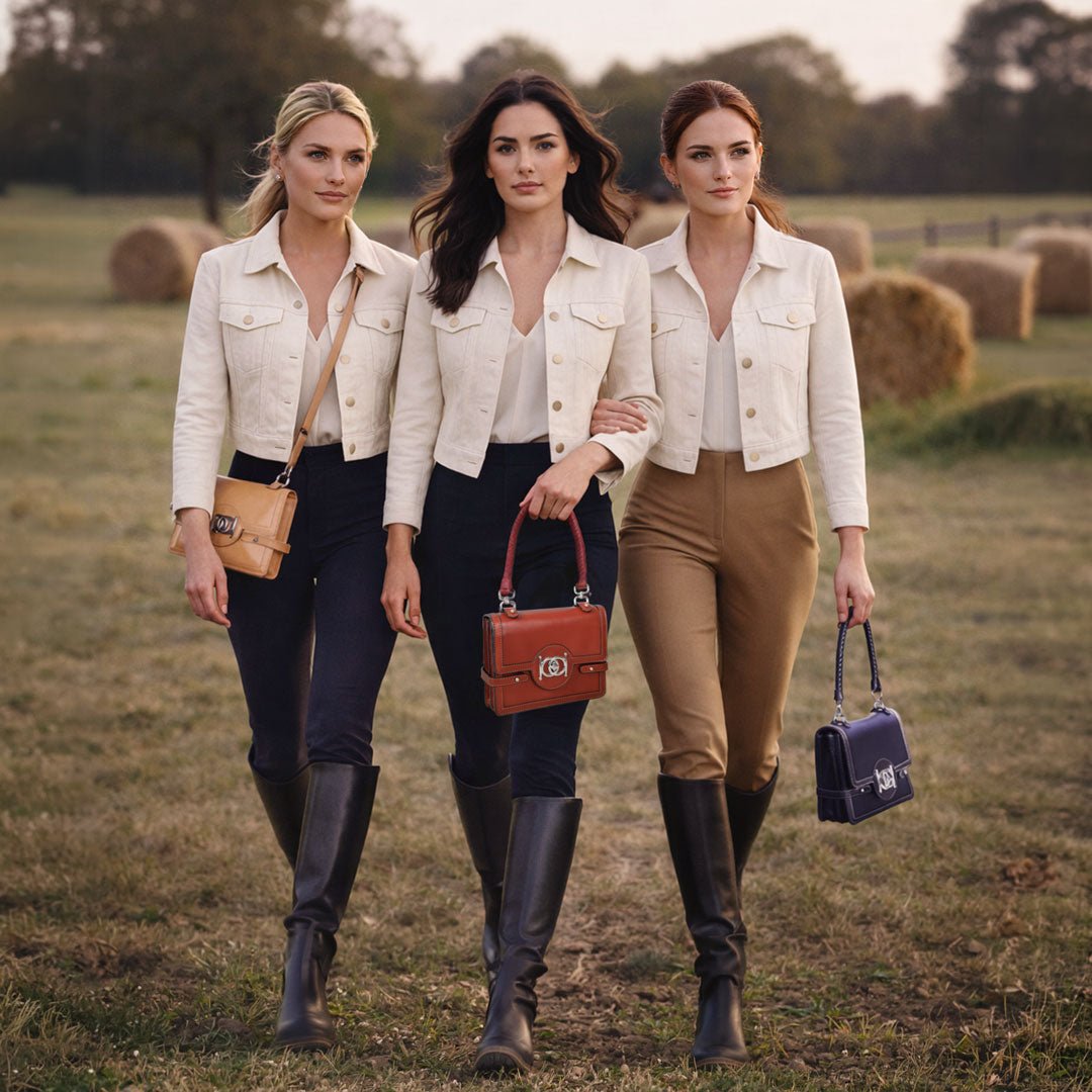 Bella -  Horse Bit Talisman Crossbody Luxury Leather Handbag in Cognac