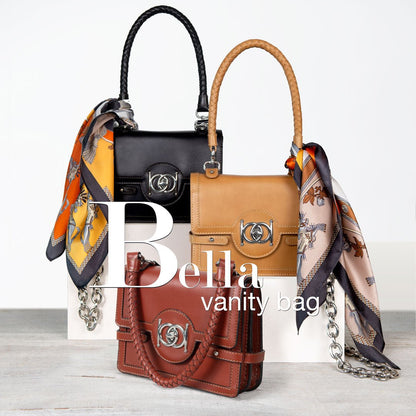 Bella -  Horse Bit Talisman Crossbody Luxury Leather Handbag in Cognac