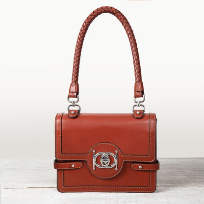 Bella -  Horse Bit Talisman Crossbody Luxury Leather Handbag in Cognac
