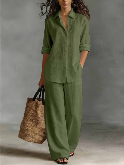 Women's Bohemian Cotton-Blend Top & Pants Set – Resort Lounge Co-ord