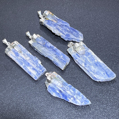 Kyanite and Quartz Crystal Pendant (Silver Plated)