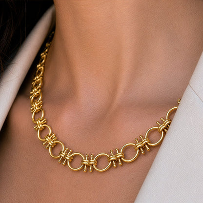 Bocara - Horse Bit Chain Link Equestrian Necklace in Gold