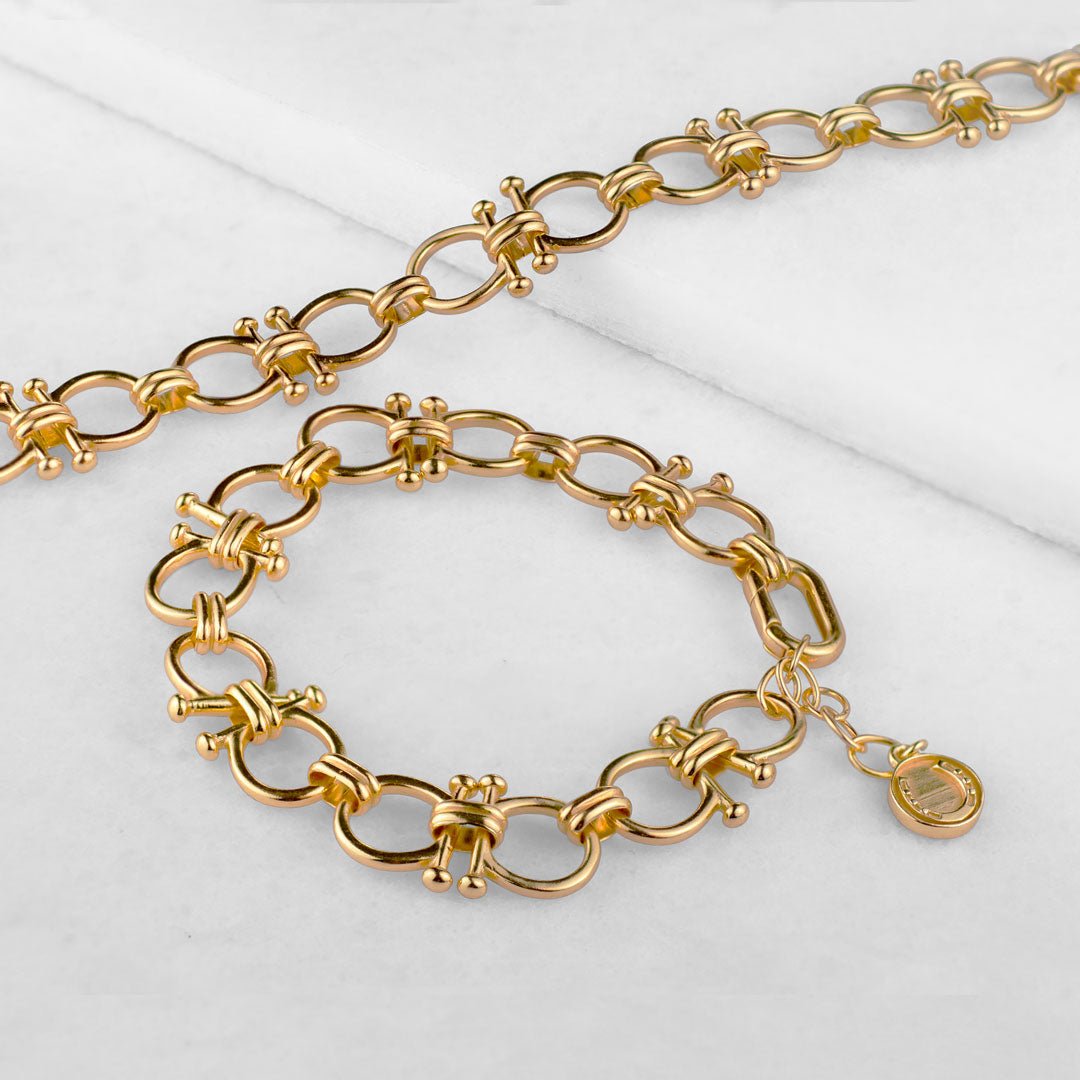 Bocara - Horse Bit Chain Link Equestrian Necklace in Gold