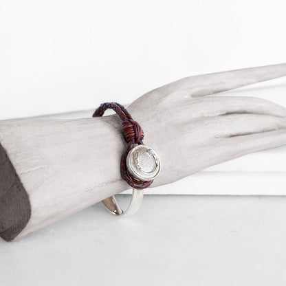 Bosal - Leather laced Horseshoe Bracelet in Brown and Silver