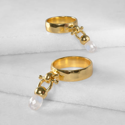 Brio - Moonstone Horse Bit Equestrian Ring in Gold