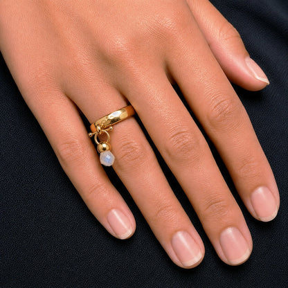 Brio - Moonstone Horse Bit Equestrian Ring in Gold