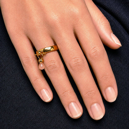 Brio - Rose Quartz Horse Bit Equestrian Ring in Gold