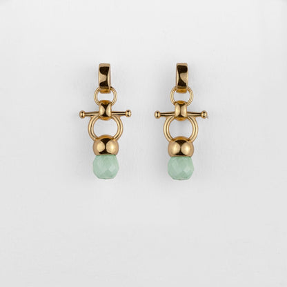 Brioette - Aqua Chalcedony Horse Bit Equestrian Earring in Gold