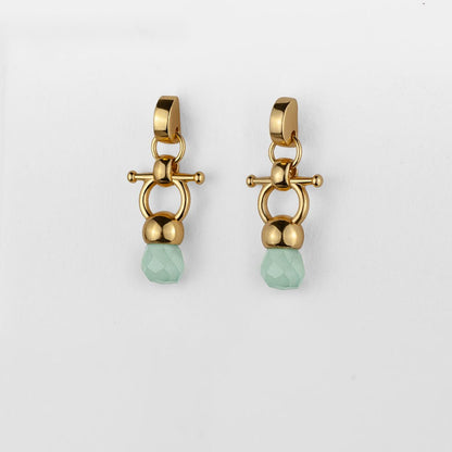 Brioette - Aqua Chalcedony Horse Bit Equestrian Earring in Gold