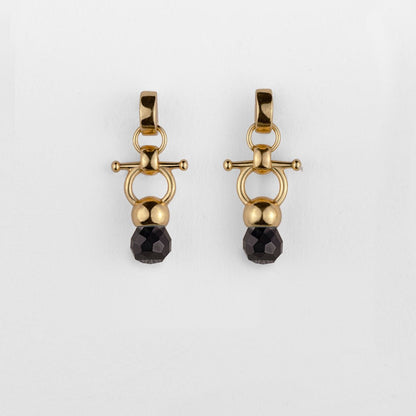 Brioette - Black Onyx Horse Bit Earring Equestrian in Gold
