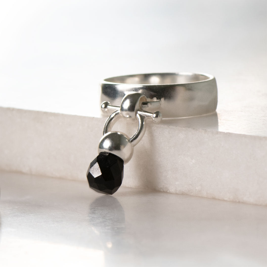 Briolette - Black Onyx Horse Bit Equestrian Earring in Silver