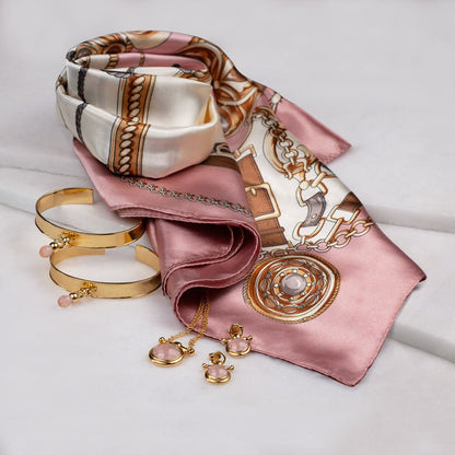 Briolette - Rose Quartz Horse Bit Cuff Bracelet in Gold