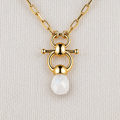 Briolette - Moonstone Equestrian Horse Bit Necklace in Gold