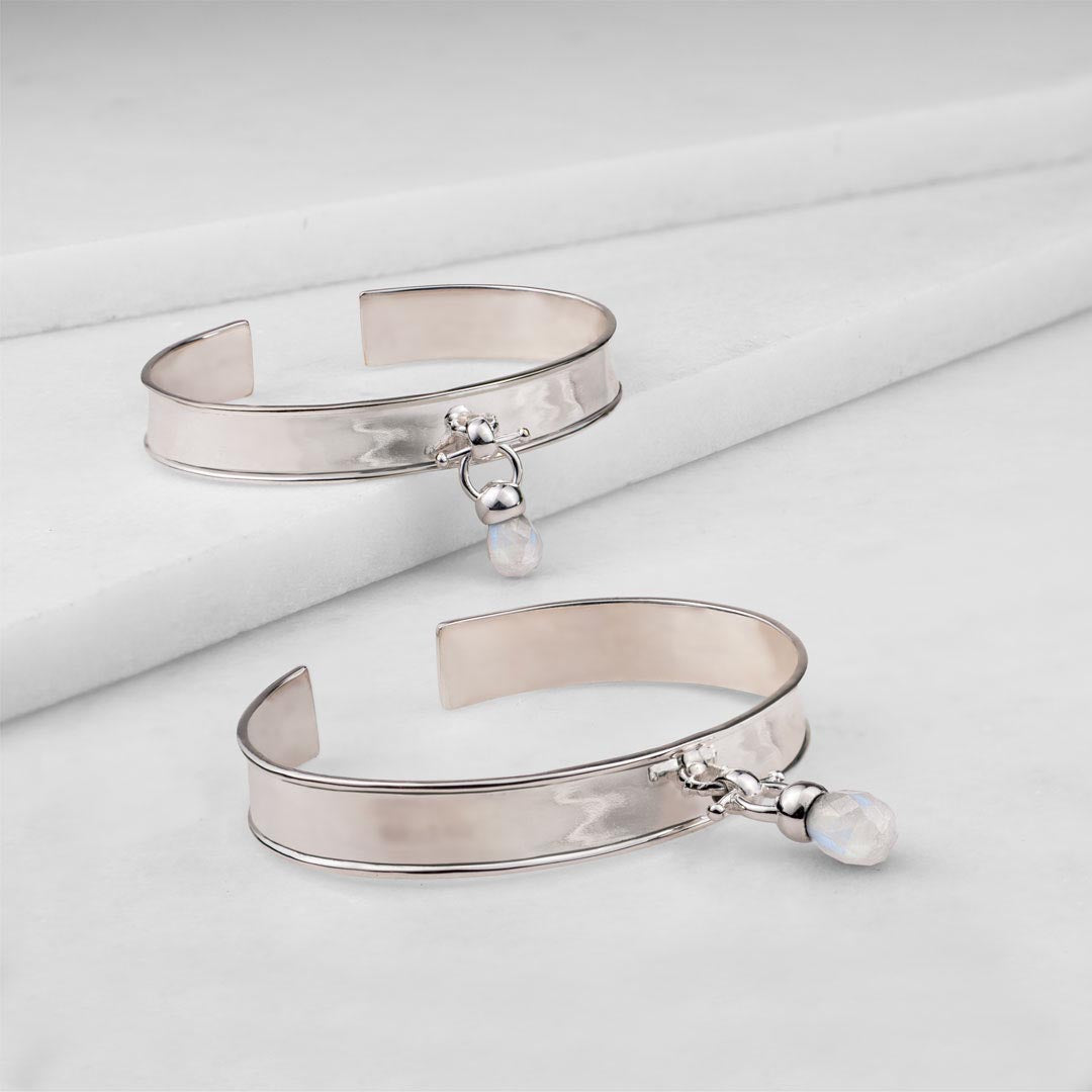 Briolette - Moonstone Horse Bit Equestrian Earring in Silver