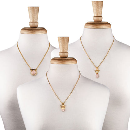 Briolette - Rose Quartz Equestrian Horse Bit Necklace in Gold