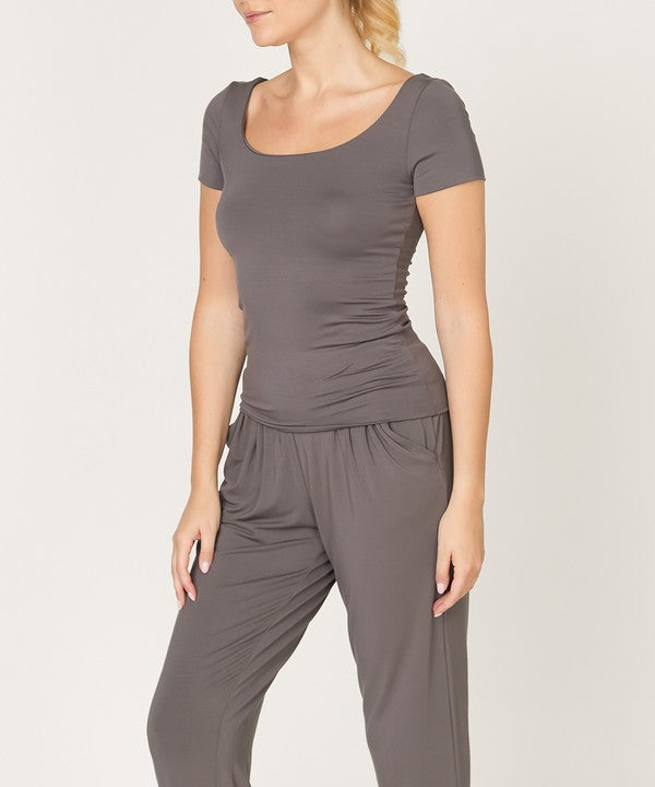 Bamboo Double Layered Cap Sleeve Top