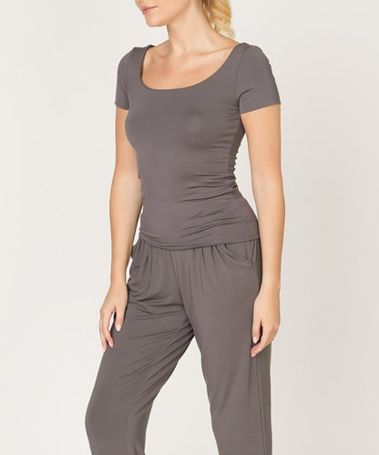 Bamboo Double Layered Cap Sleeve Top