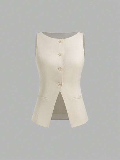Women’s Minimalist Cinched-Waist Camisole – Single-Breasted Summer Tank