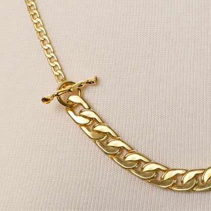 Cadence - Convertible Equestrian Curb Chain T-Bar Necklace in Gold