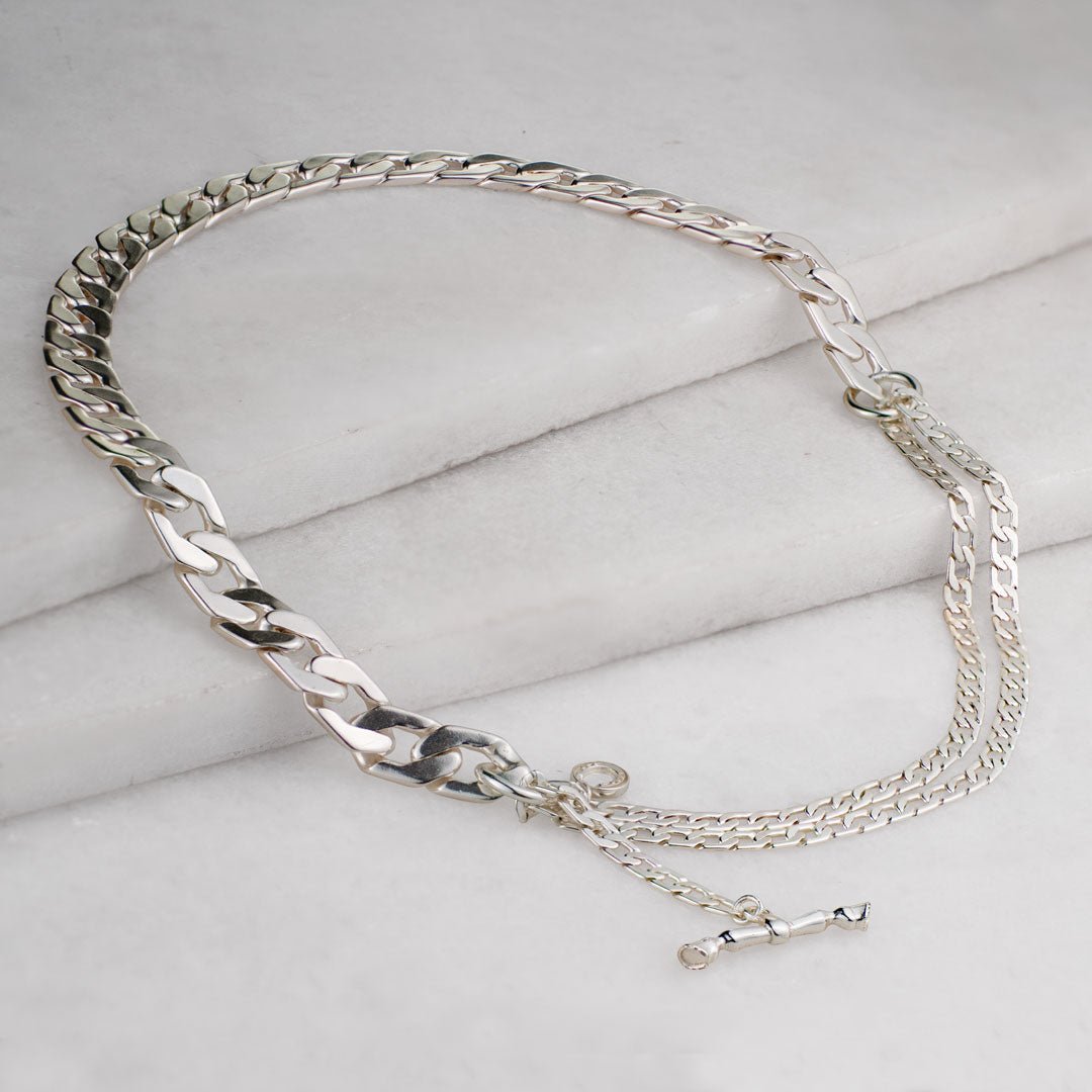 Cadence - Convertible Equestrian Curb Chain T-Bar Necklace in Silver