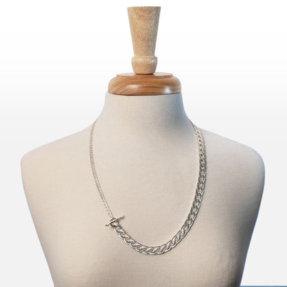 Cadence - Convertible Equestrian Curb Chain T-Bar Necklace in Silver
