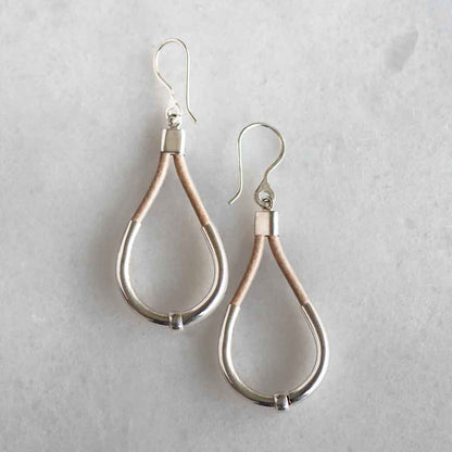 Calista - Sterling Silver Bosal Horseshoe Earring on Natural Leather
