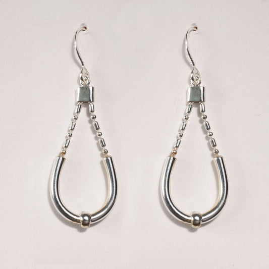 Calista - Sterling Silver Bosal Horseshoe Earring on Beaded Chain
