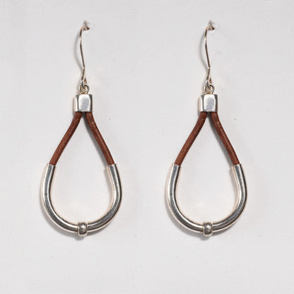 Calista - Sterling Silver Bosal Horseshoe Earring on Brown Leather