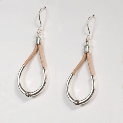 Calista - Sterling Silver Bosal Horseshoe Earring on Natural Leather