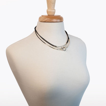 Calista - Equestrian Horseshoe Necklace on Black Leather