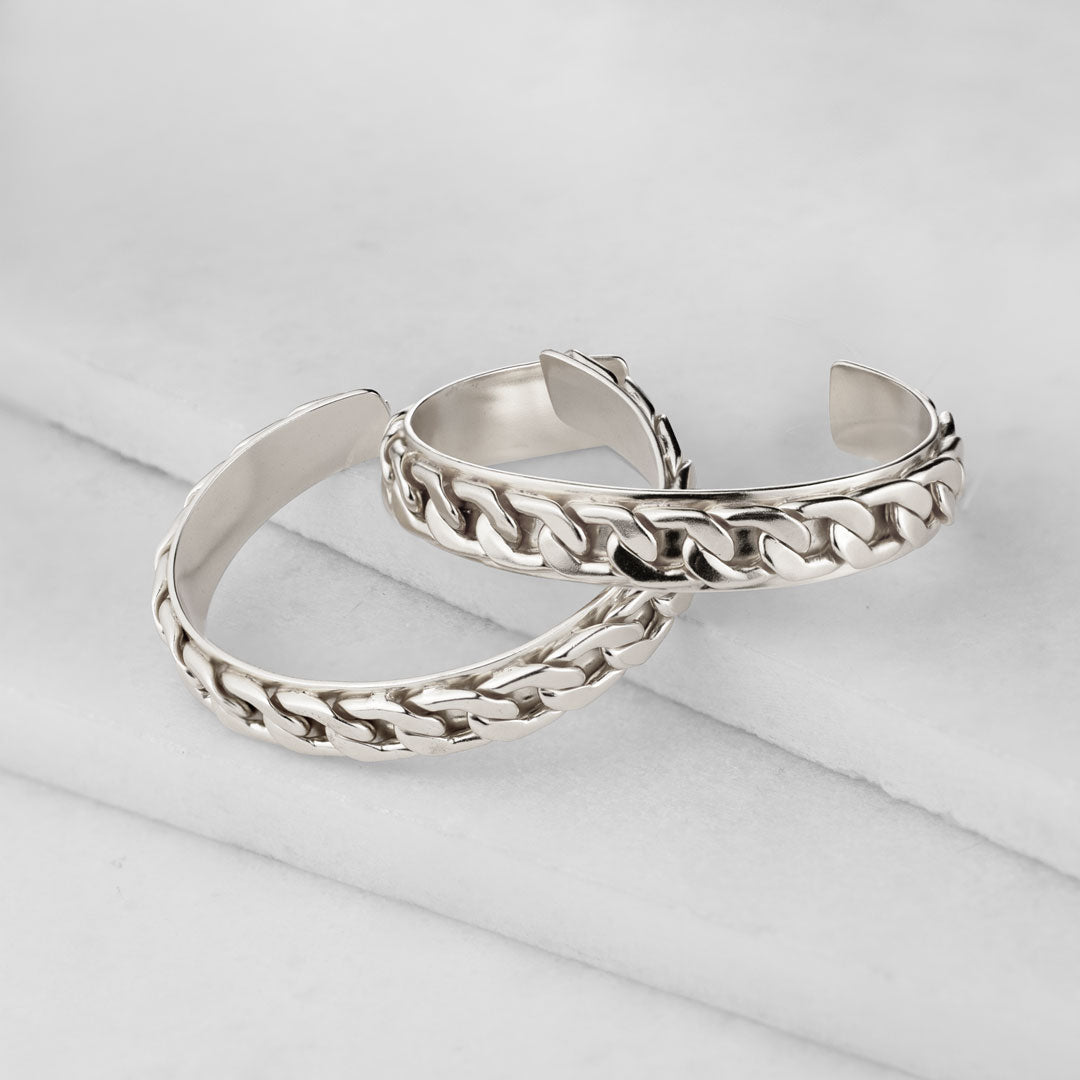 Cadence Equestrian Bracelet  - Wide Silver Curb Chain Cuff