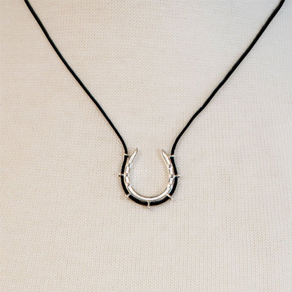 Canteen - Equestrian Horseshoe Necklace in Black & Silver