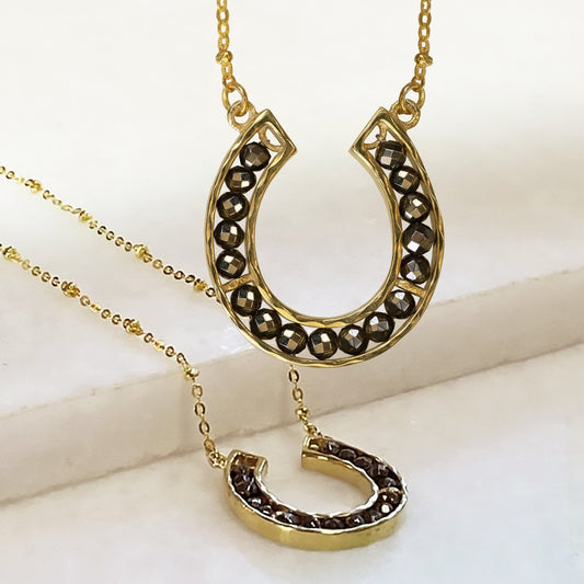 Capriole - Pyrite Equestrian Horseshoe Necklace in Gold