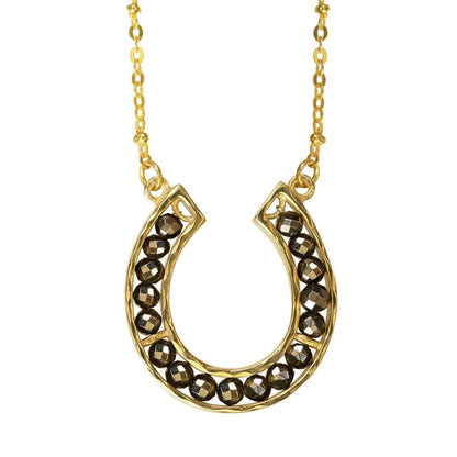 Capriole - Pyrite Equestrian Horseshoe Necklace in Gold
