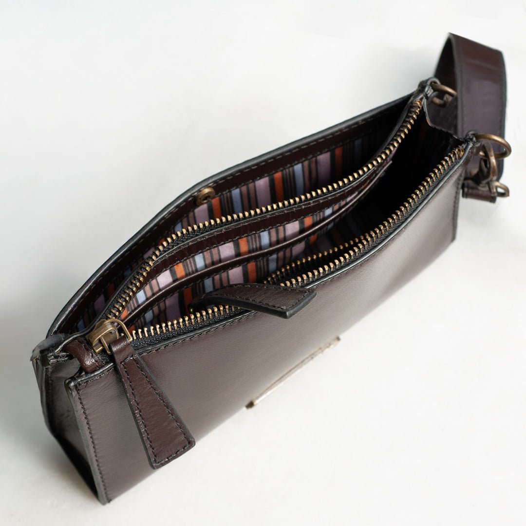 Caravel Wristlet Clutch - Luxury Leather Handbag in Deep Brown
