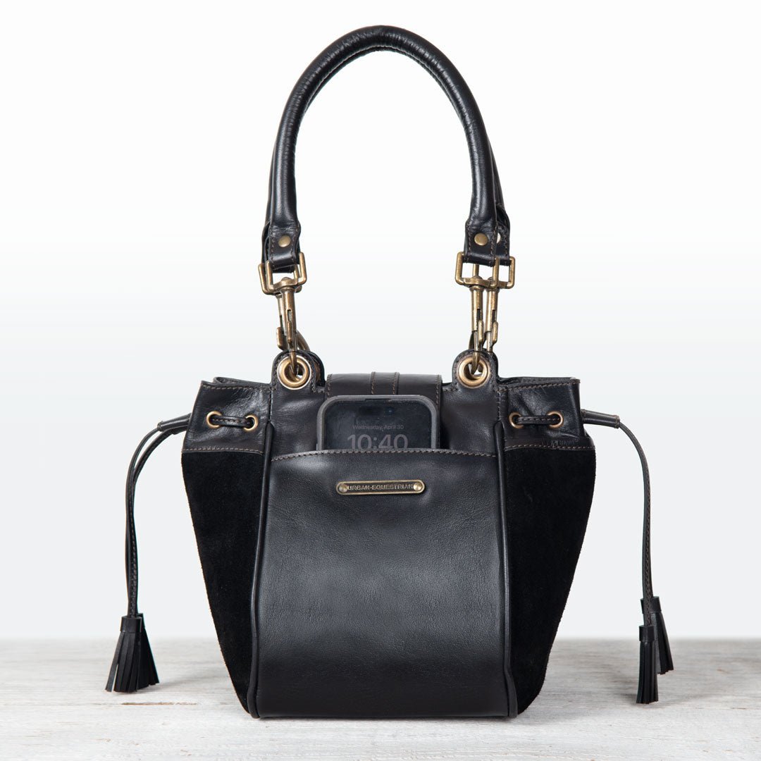Cassidy - Luxury Leather Bucket Handbag in Black