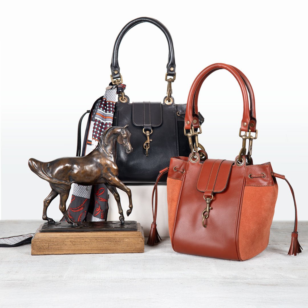 Cassidy - Luxury Leather Bucket Handbag in Cognac