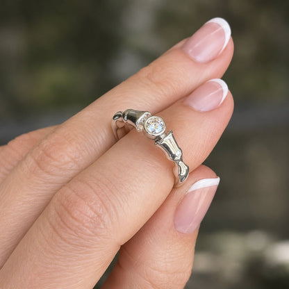 Cavallo - Horse Hooves Equestrian Ring with Moissanite in Silver