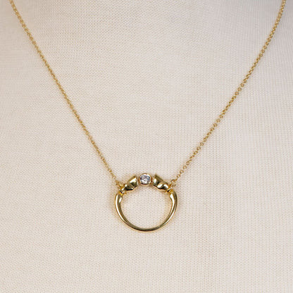 Cavallo - Moissanite Horses Hoof Necklace in Gold