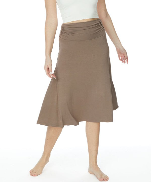 Bamboo Flared Mid Length Skirt