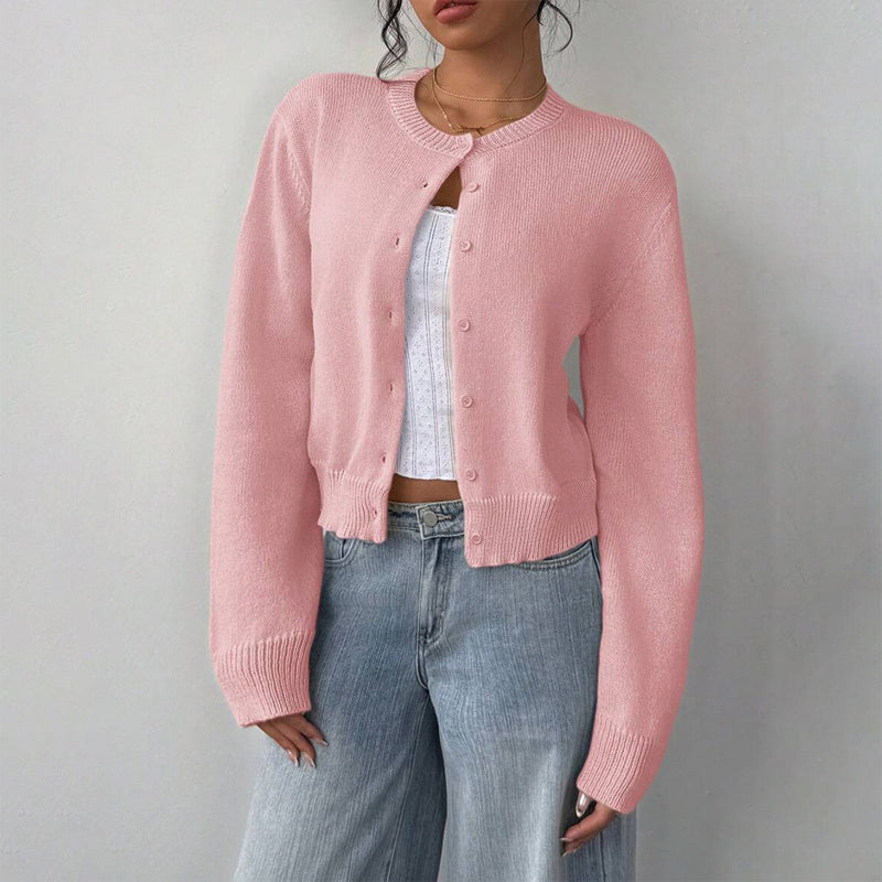 Light Ribbed Button-Up Cardigan