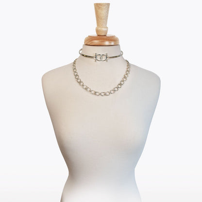 Chapelle - Horseshoe Link Equestrian Necklace in Silver