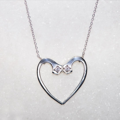 Charmed - Mossanite Equestrian Horseshoe Nail Heart Necklace in Silver