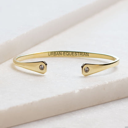 Charmed - Horseshoe Nail Moissanite Stone Bracelet in Gold