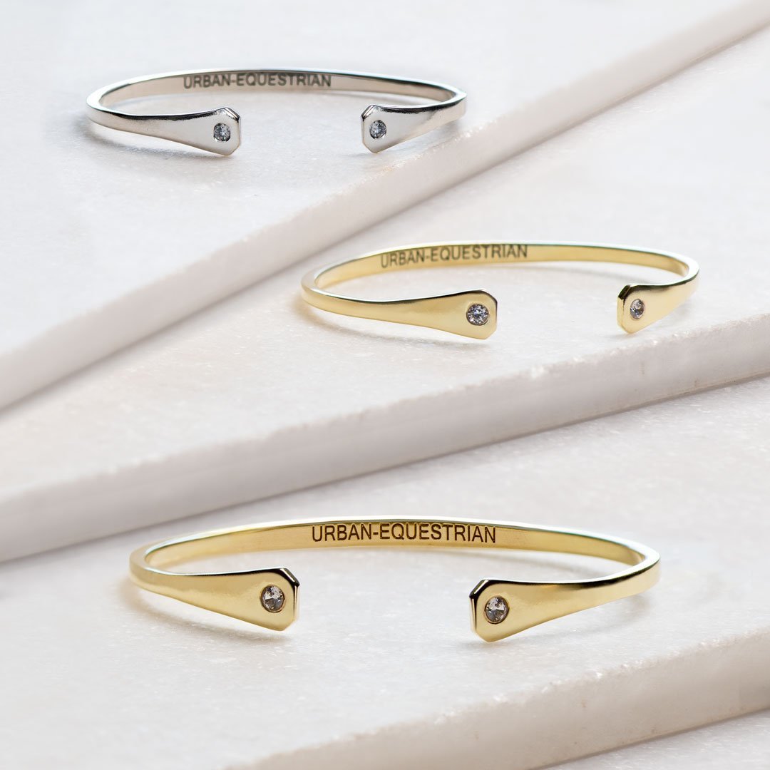Charmed - Horseshoe Nail Moissanite Stone Bracelet in Gold
