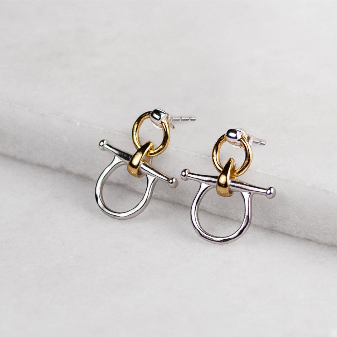 Chelsea - Horse Bit Equestrian Earring Two Tone