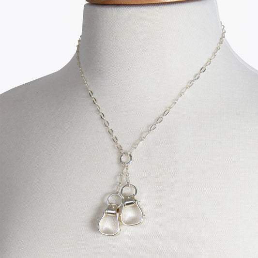 Cheyenne - Double Western Stirrup Necklace in Silver