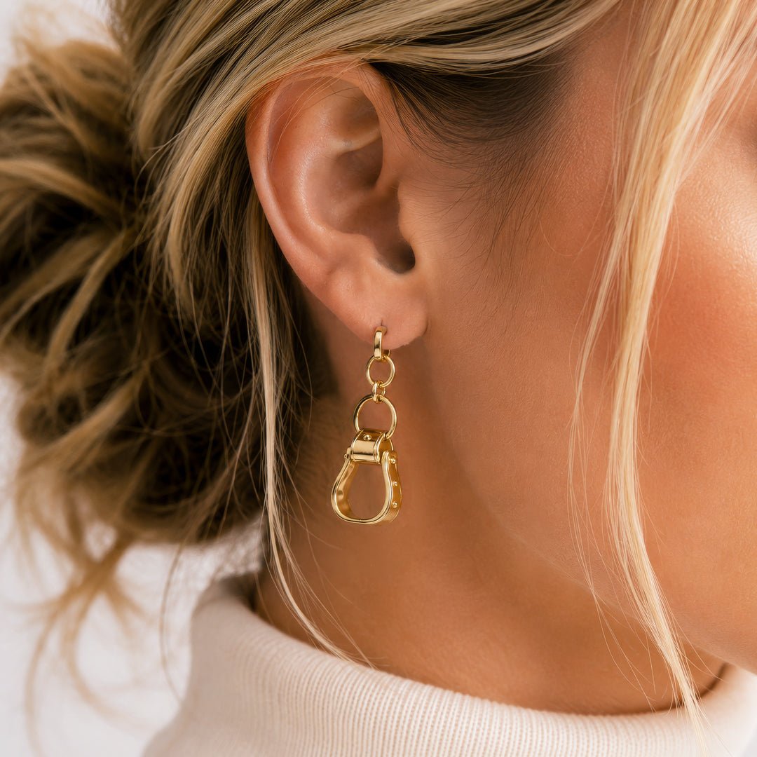 Cheyenne - Western Riding Stirrup Earring in Gold