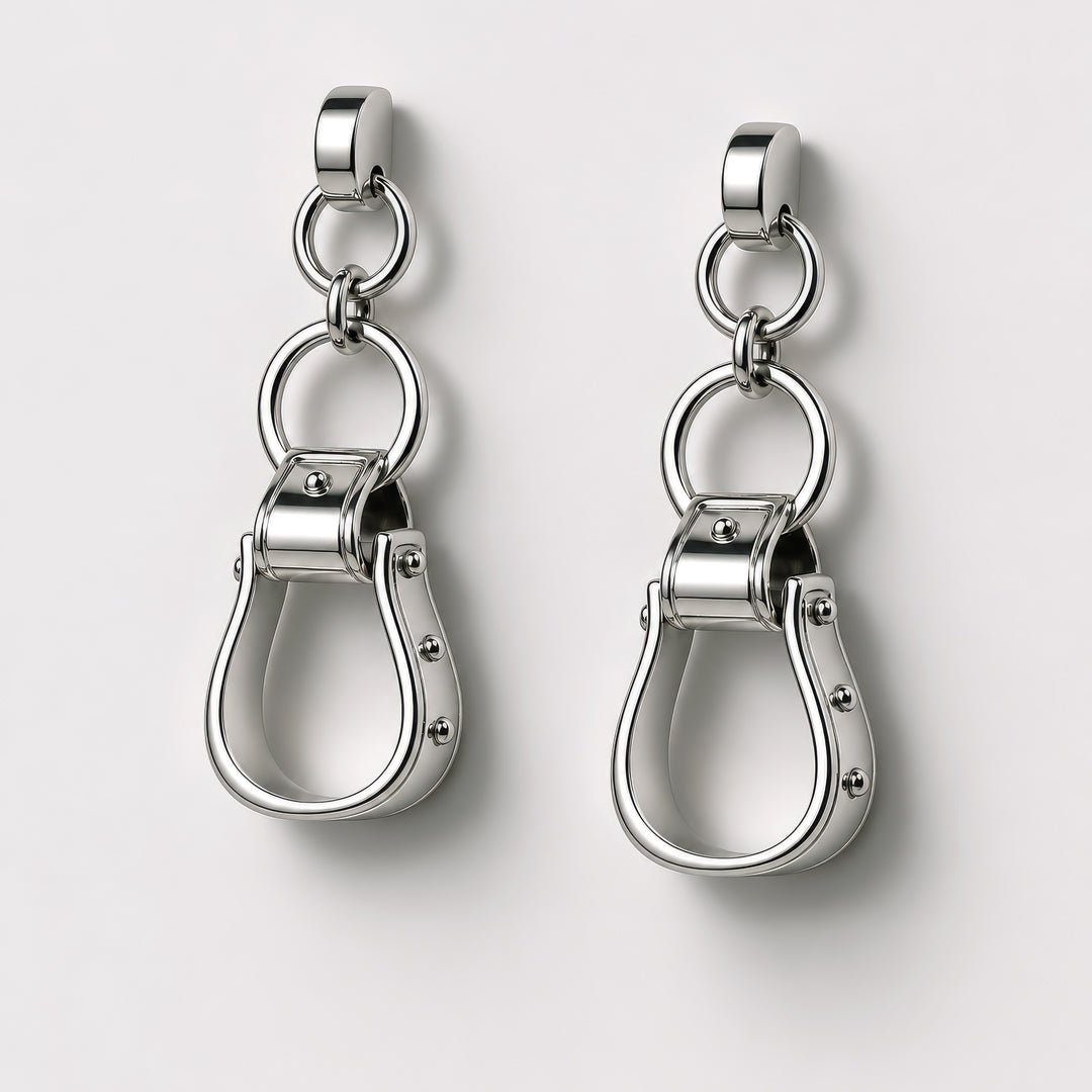 Cheyenne - Western Riding Stirrup Earring in Silver