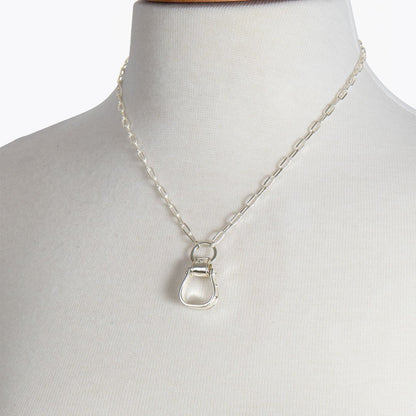 Cheyenne - Single Western Stirrup Necklace in Silver